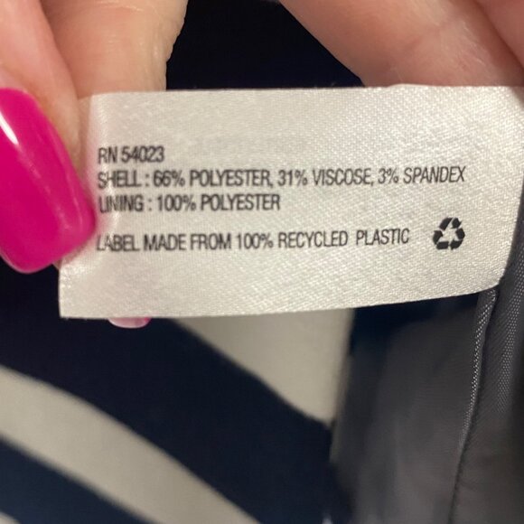 GAP The Academy Blazer‎ Blue White Striped Double Button Closure Size 10 - Picture 4 of 9